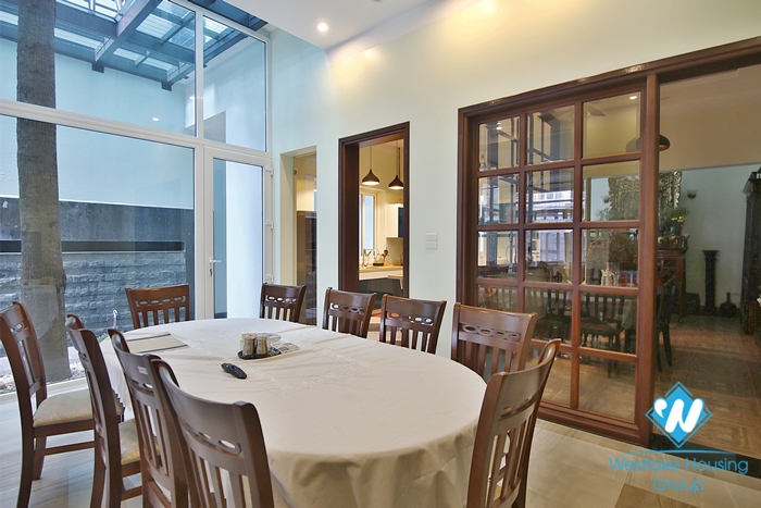 The house has beautiful three-bedroom space for rent in Hoan Kiem